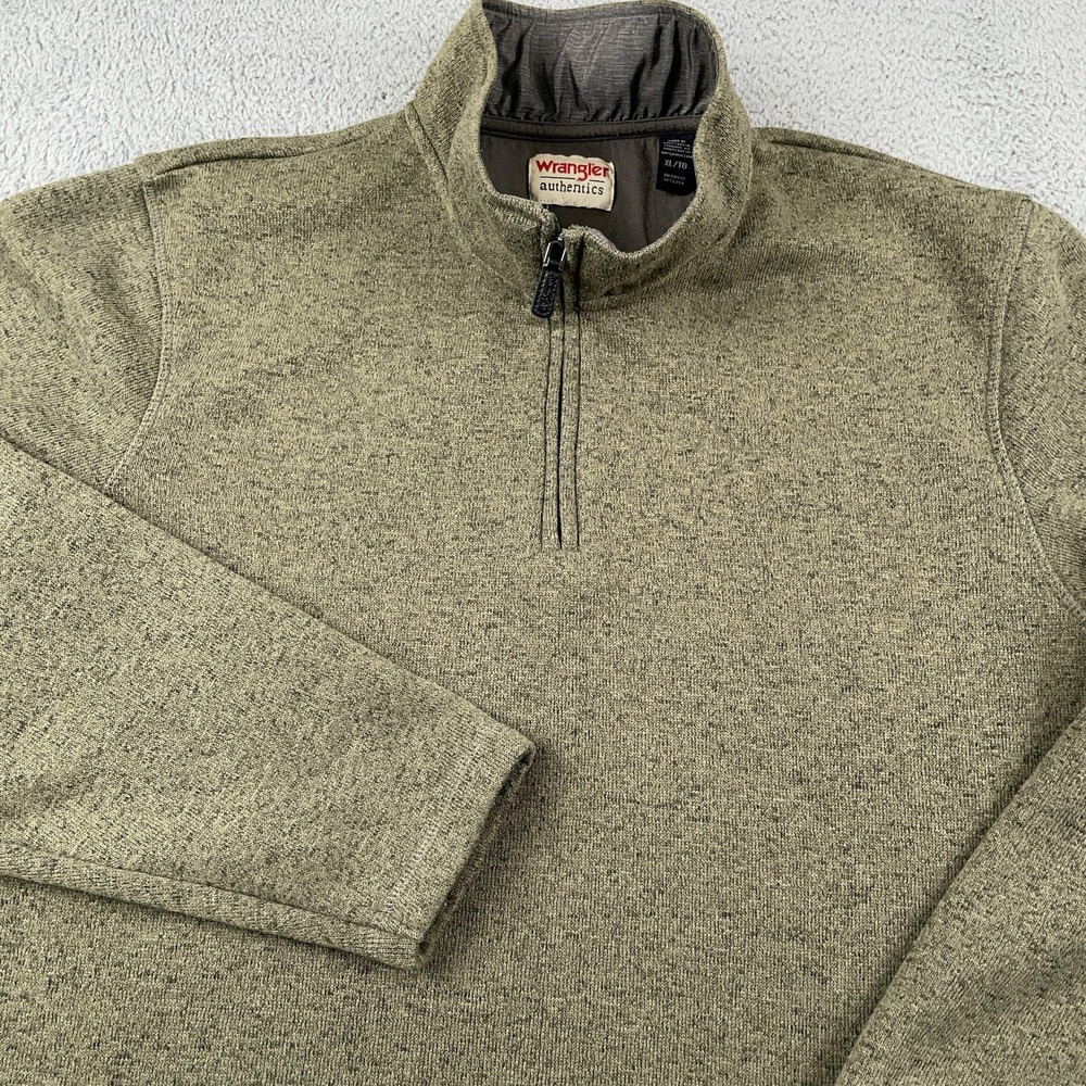 Wrangler Sweatshirt Mens XL Green Heather 1/4 Zip Fleece Pullover Hiking Outdoor
